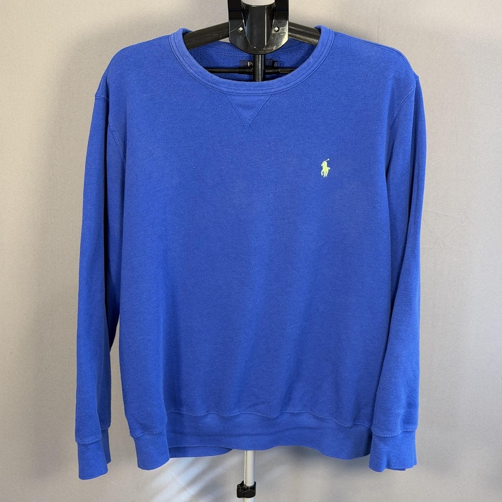 Polo Ralph Lauren Sweatshirt Mens 2XL Blue Fleece Pullover Crewneck Embroidered